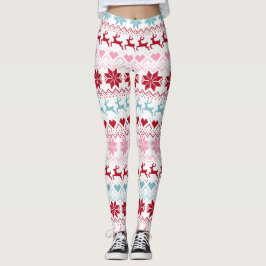 Rot, Blau und Rosa Fair Isle Print Leggings