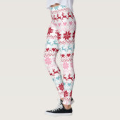 Rot, Blau und Rosa Fair Isle Print Leggings (Links)