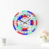 Rot, Blau und Weiß Jigsaw und Englisch Alphabet Große Wanduhr (Zuhause)