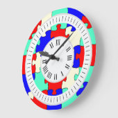 Rot, Blau und Weiß mit Stunden und Minuten Große Wanduhr (Winkel)