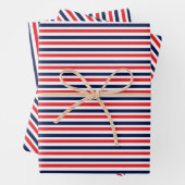 Rot, blau und weiß Streifen Geschenkpapier Set (Beispiel)