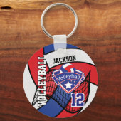 Rot, Blau und Weiß - Volleyball-Design Schlüsselanhänger (Rückseite)