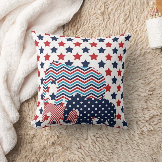 Rot, Blau und Weißes Kissen (Decke)