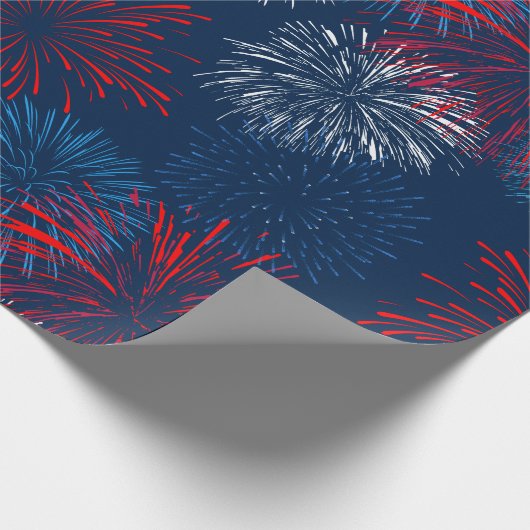 Rot-Blau- und Weißfeuerwerk Geschenkpapier (Ecke)