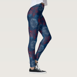 Rot-Blau- und Weißfeuerwerk Leggings