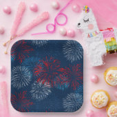 Rot-Blau- und Weißfeuerwerk Pappteller (Party)