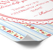 Rot & Blau Vintage Fancy Florale Gefallen Schild (Ecke)