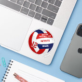 Rot-Blau-Volleyball-Team Farben Kinder Jersey Zahl Aufkleber (Laptop mit iPhone)