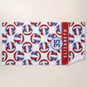 Rot-Blau-Volleyball-Team färbt Mädchen nach Maß Strandtuch (Vorderseite)