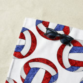 Rot-Blau-Volleyball-Team färbt Mädchen nach Maß Strandtuch (Beispiel)