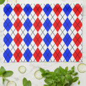 Rot Blau Weiß Argyle Karo Design  Geschirrtuch (Gefaltet)