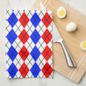 Rot Blau Weiß Argyle Karo Design  Geschirrtuch (Viertel Falte)