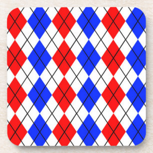 Rot Blau Weiß Argyle Karo Design Getränkeuntersetzer