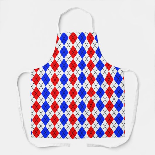 Rot Blau Weiß Argyle Karo Design Schürze (Vorderseite)