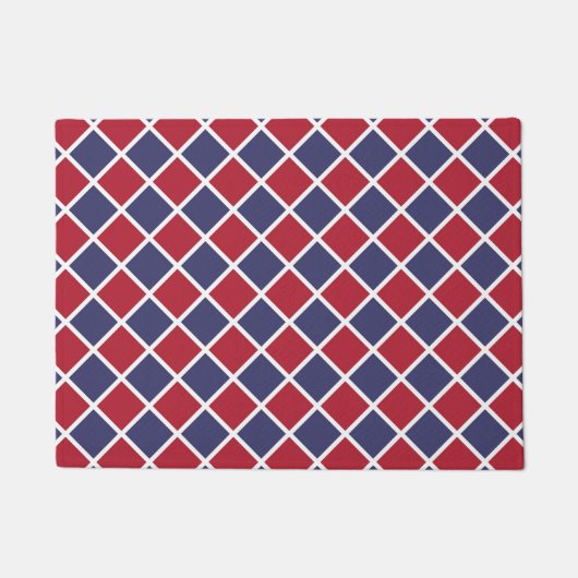 Rot Blau Weiß Harlekin Diamant Karomuster Fußmatte (Vorderseite)