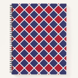 Rot Blau Weiß Harlekin Diamant Schachbrettmuster Notizblock