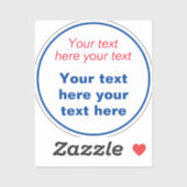 Rot blau Weiß Ihr Text hier ersetzen Slogan Aufkleber (Blatt)