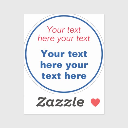 Rot blau Weiß Ihr Text hier ersetzen Slogan Aufkleber (Blatt)