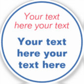 Rot blau Weiß Ihr Text hier ersetzen Slogan Aufkleber (Vorderseite)