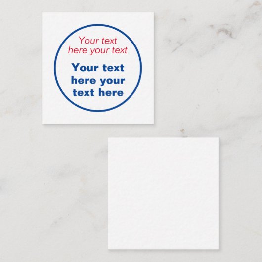 Rot blau Weiß Ihr Text hier ersetzen Slogan Begleitkarte (Vorne/Hinten)