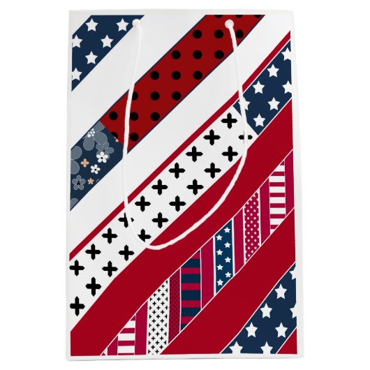 Rot-blau-weiße nationale Patriotische Hintergrund. Mittlere Geschenktüte (Vorderseite)