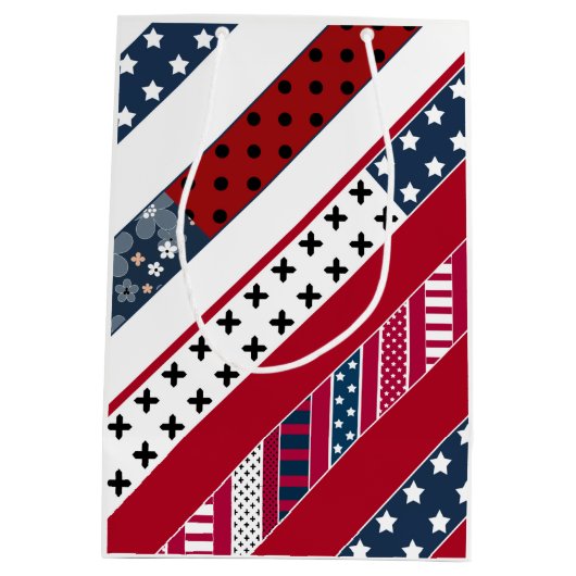 Rot-blau-weiße nationale Patriotische Hintergrund. Mittlere Geschenktüte (Rückseite)