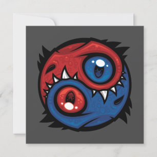 Rot-Blau-Yin-Yang-Drachen Karte