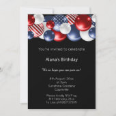 ROT BLAUE BLACK PATRIOTIC BALLOON BIRTHDAY EINLADUNG (Vorderseite)