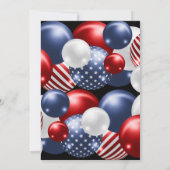 ROT BLAUE BLACK PATRIOTIC BALLOON BIRTHDAY EINLADUNG (Rückseite)