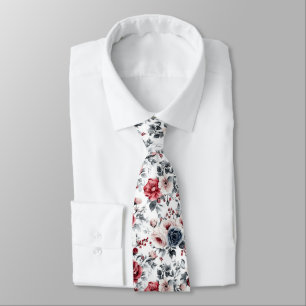 Rot Blaue Creme Vintage Blumen Hochzeit Formal Krawatte