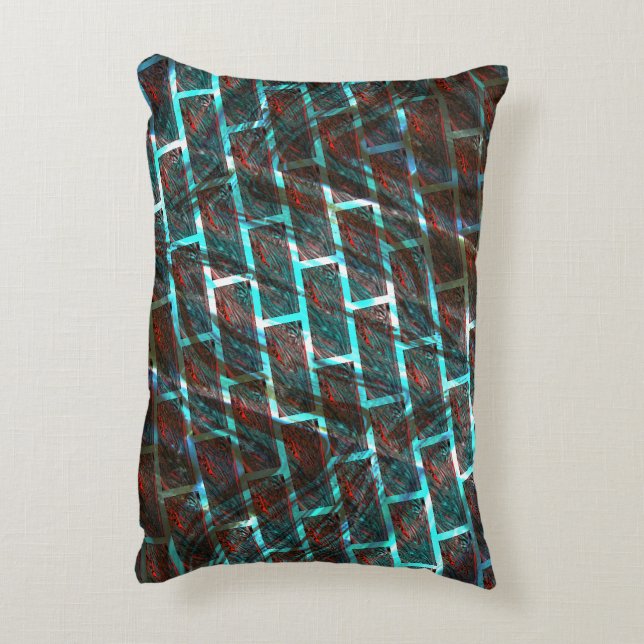 Rot blaue Flecken, Kratzer, Gitter oder Backstein  Dekokissen (Rückseite(Vertikal))