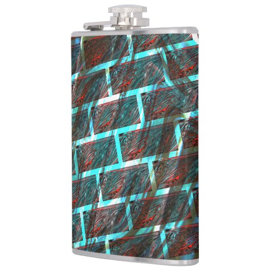 Rot blaue Flecken, Kratzer, Gitter oder Backstein Flachmann (Links)