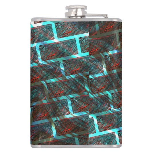 Rot blaue Flecken, Kratzer, Gitter oder Backstein Flachmann (Rückseite)