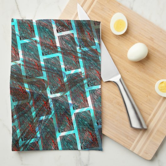 Rot blaue Flecken, Kratzer, Gitter oder Backstein  Geschirrtuch (Viertel Falte)