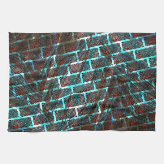 Rot blaue Flecken, Kratzer, Gitter oder Backstein  Geschirrtuch (Horizontal)