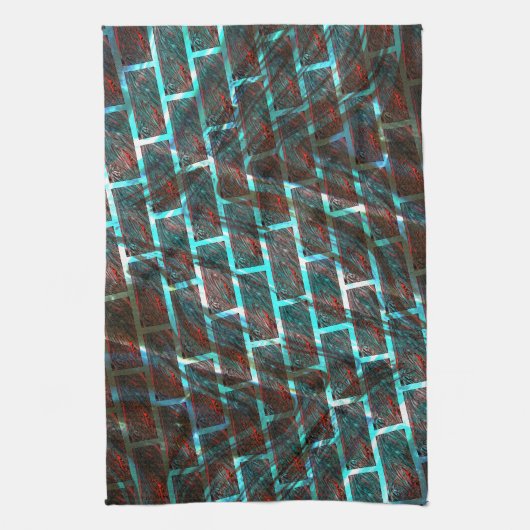 Rot blaue Flecken, Kratzer, Gitter oder Backstein Geschirrtuch (Vertikal)