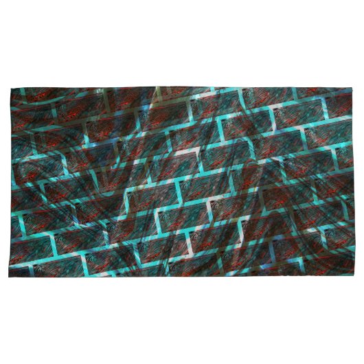 Rot blaue Flecken, Kratzer, Gitter oder Backstein Kissenbezug (Vorderseite-Rechts)