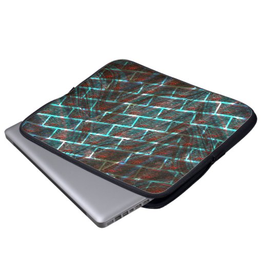 Rot blaue Flecken, Kratzer, Gitter oder Backstein Laptopschutzhülle (Vorne Knopf)