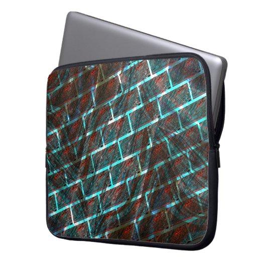 Rot blaue Flecken, Kratzer, Gitter oder Backstein Laptopschutzhülle (Vorderseite Links)