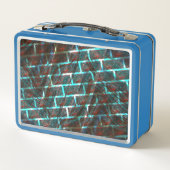 Rot blaue Flecken, Kratzer, Gitter oder Backstein Metall Brotdose (Rückseite)