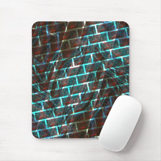 Rot blaue Flecken, Kratzer, Gitter oder Backstein Mousepad (Mit Mouse)