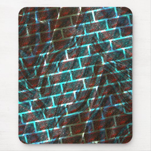 Rot blaue Flecken, Kratzer, Gitter oder Backstein Mousepad (Vorne)