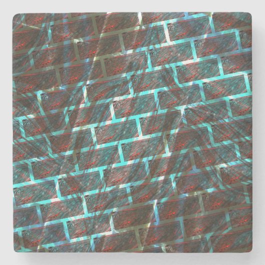 Rot blaue Flecken, Kratzer, Gitter oder Backstein  Steinuntersetzer (Vorderseite)