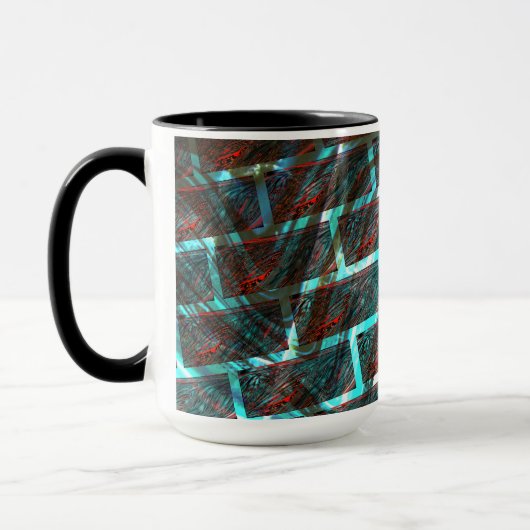 Rot blaue Flecken, Kratzer, Gitter oder Backstein Tasse (Links)