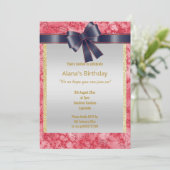 ROT BLAUE GLITZER ROT BLAU BODEN EINLADUNG (Stehend Vorderseite)