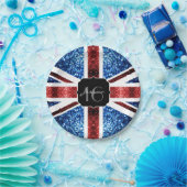 Rot-blaue Glitzern-Glitzer Schweden 16 Pappteller (Party)