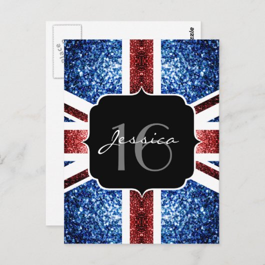 Rot-blaue Glitzern-Glitzer Schweden 16 Postkarte (Vorne/Hinten)