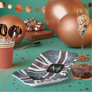 Rot-blaue Glitzern mit der Flagge des Vereinigten Pappteller