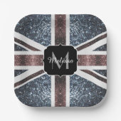 Rot-blaue Glitzern mit der Flagge des Vereinigten Pappteller (Vorderseite)