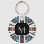 Rot-blaue Glitzern mit der Flagge des Vereinigten  Schlüsselanhänger (Vorderseite)